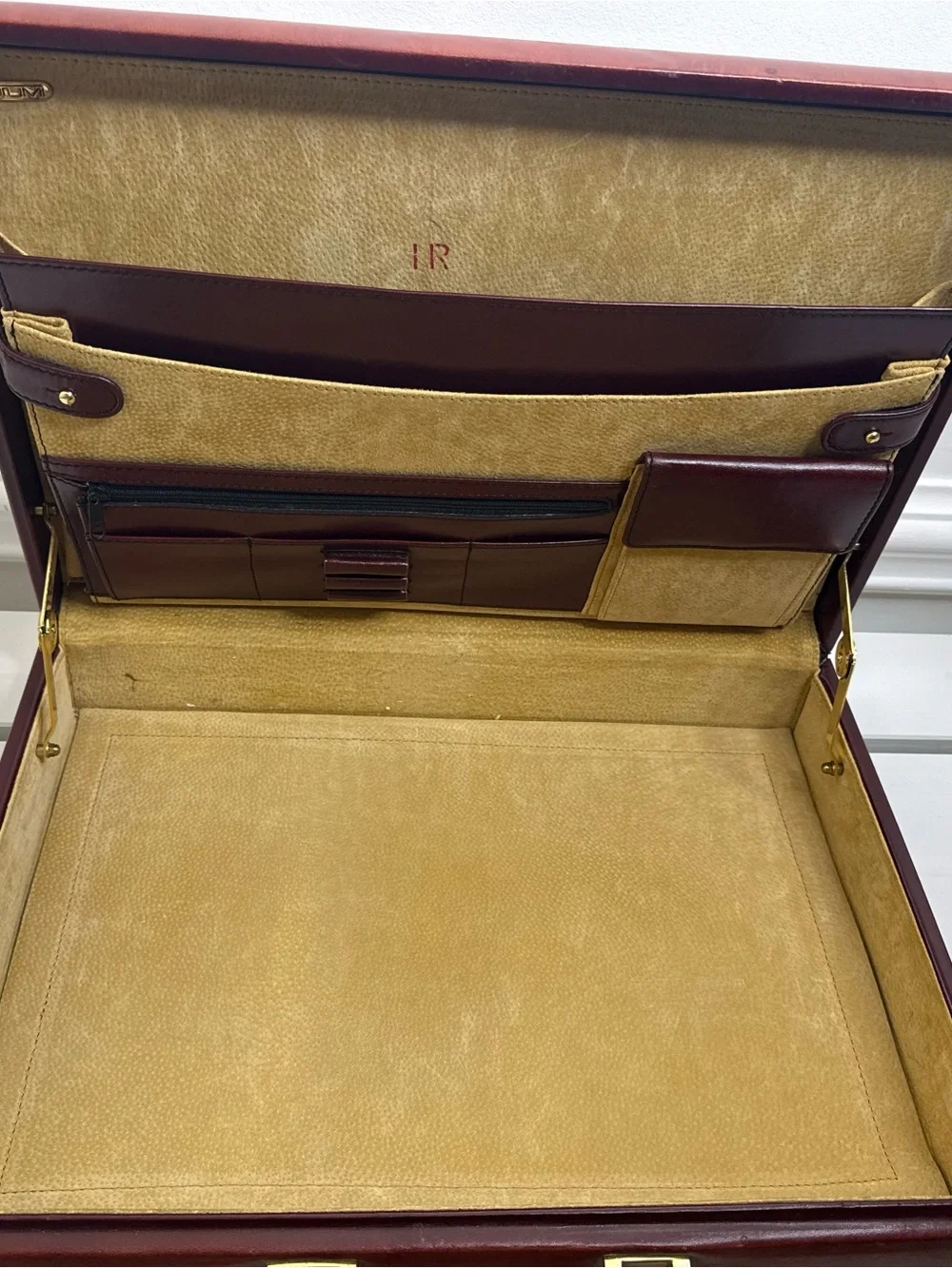 Tumi Brown Leather Briefcase with Brass Hardware